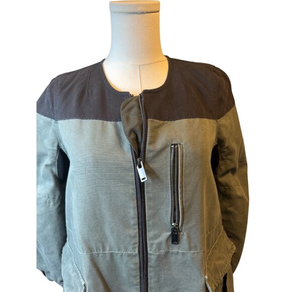 2/$30 Zara XS Two-Tone Olive Green & Black Zip-Up Jacket - Picture 4 of 16